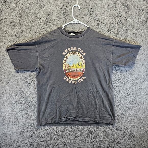 Vintage Guess USA‎ T-Shirt Men Size Large Black Graphic Tee Short Sleeve - Picture 1 of 9